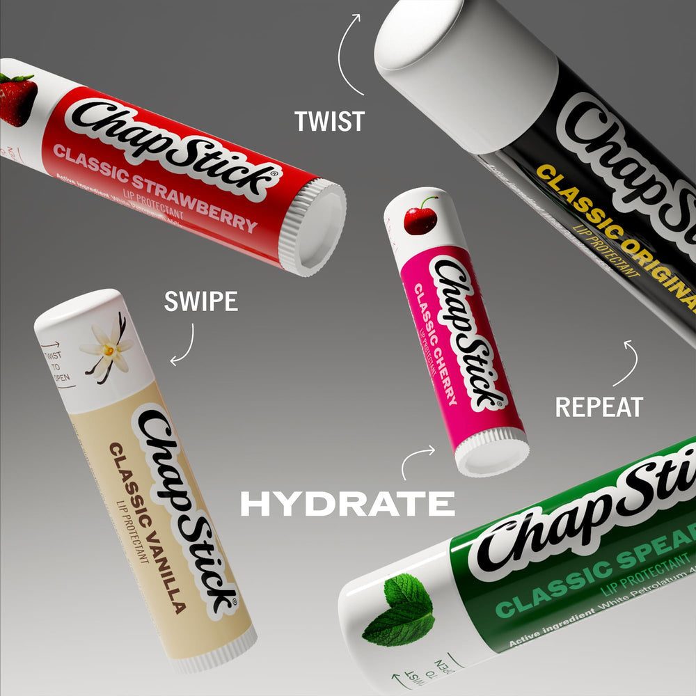 ChapStick spearmint label ingredients view displaying clean formula reassurance