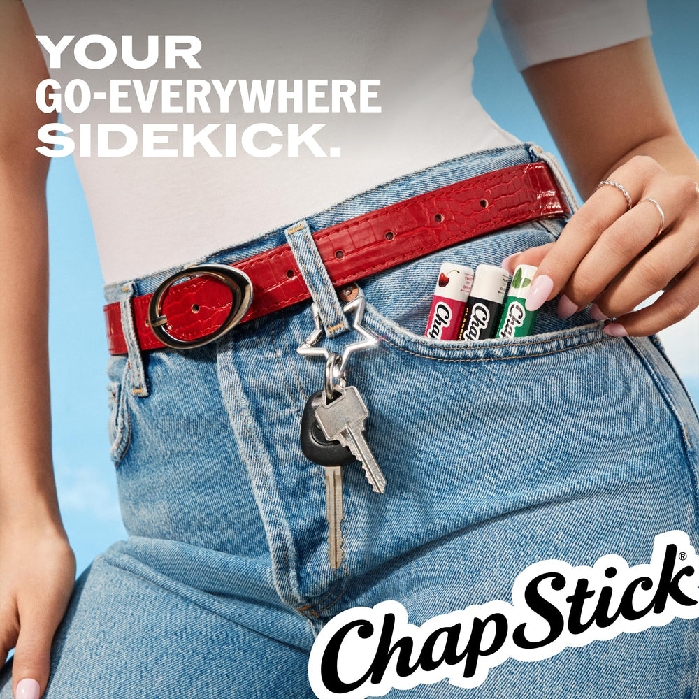 ChapStick spearmint in a jeans pocket illustrating on-the-go convenience