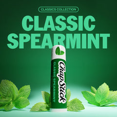 ChapStick spearmint tube close-up highlighting easy glide and protection