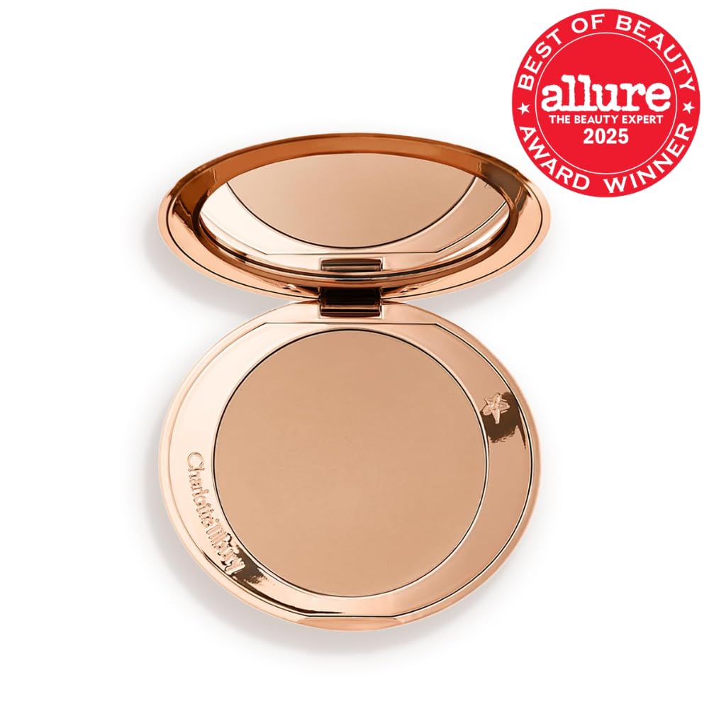 Charlotte Tilbury bronzer powder closeup showing smooth, mattifying finish