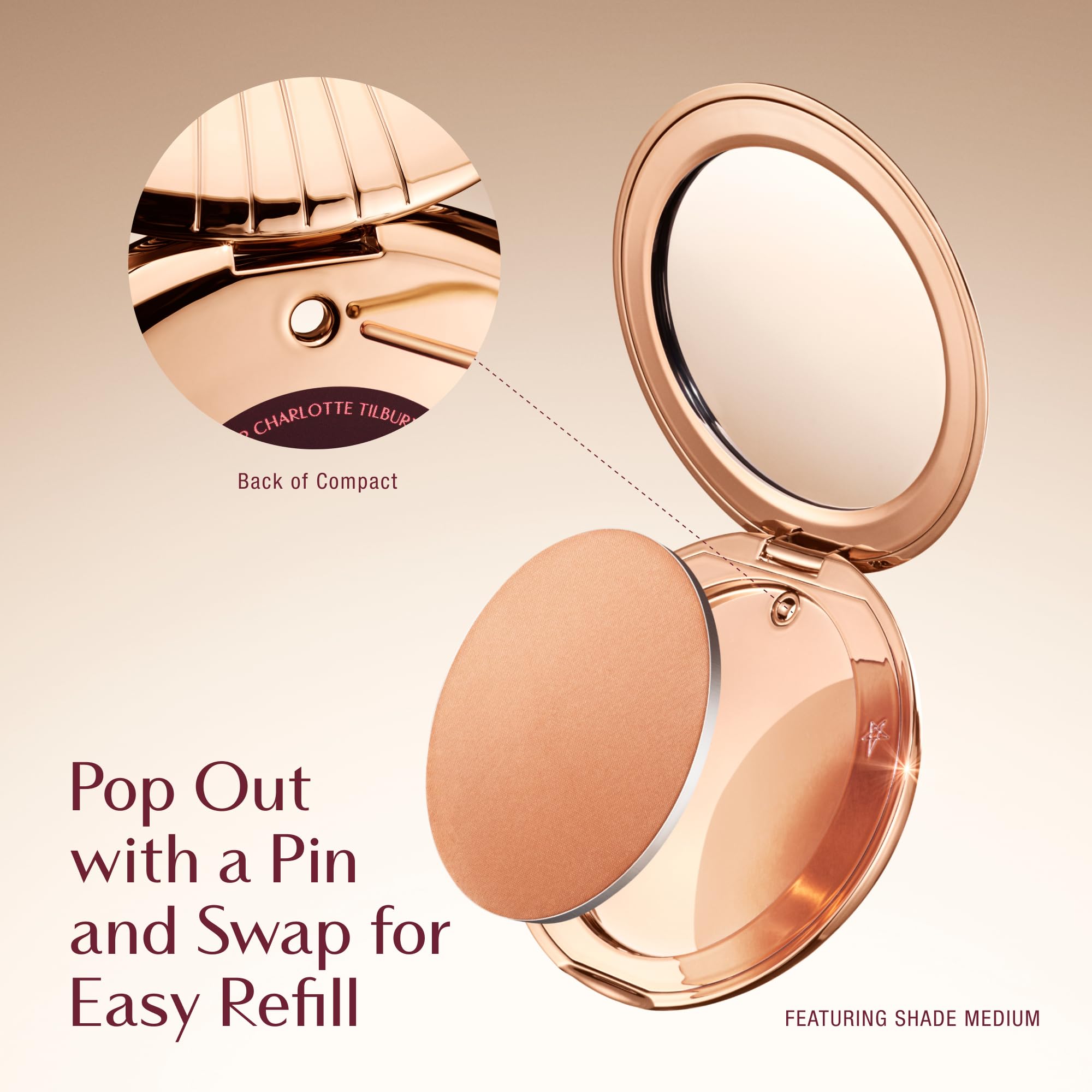 Charlotte Tilbury bronzer refill pan demonstrating eco‑friendly refillability
