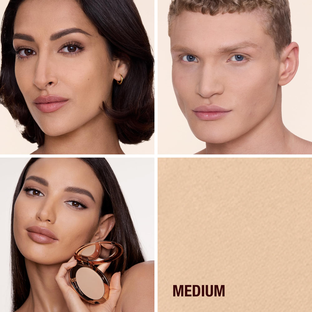 Charlotte Tilbury open compact revealing pressed powder for smooth, airbrushed skin benefit