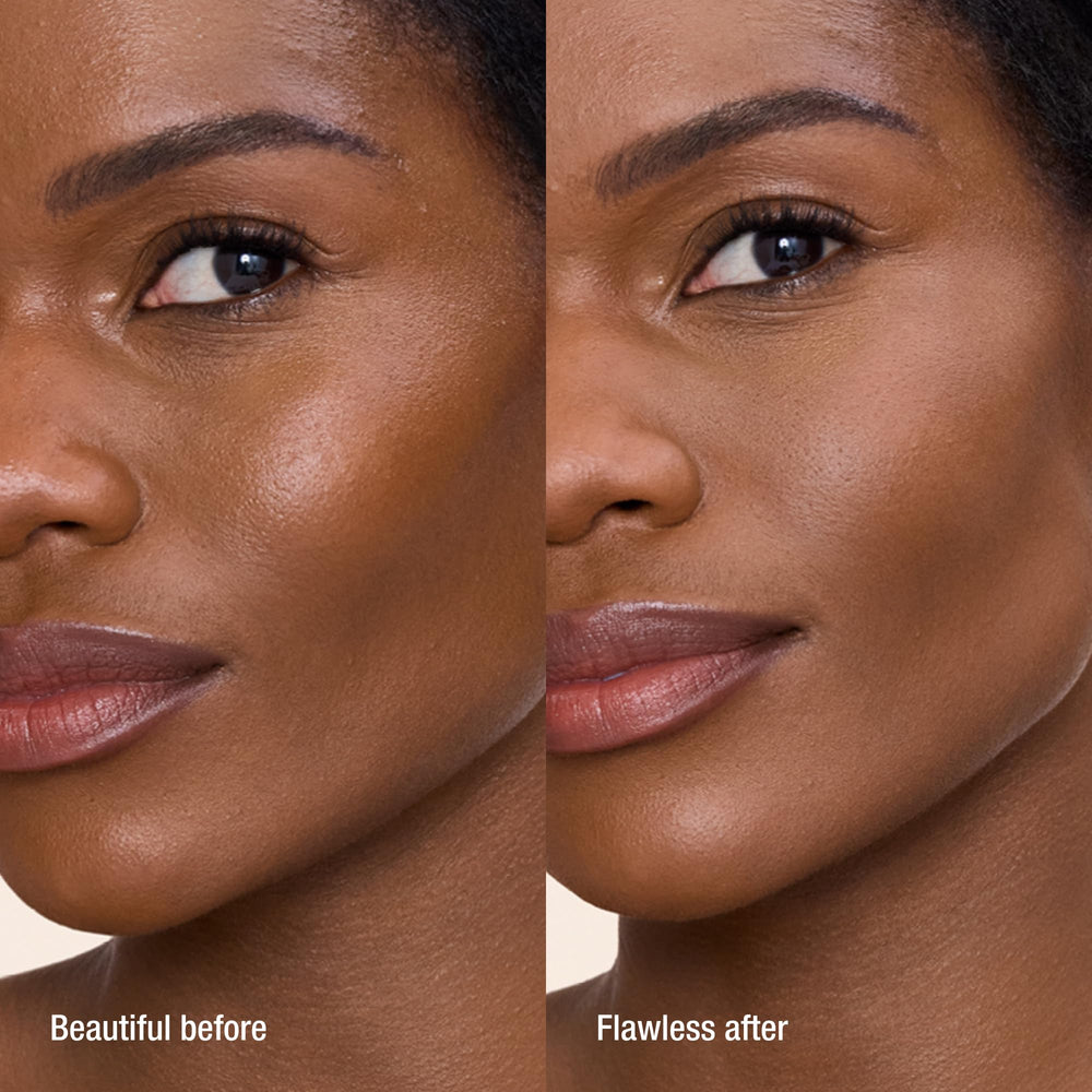 Charlotte Tilbury powder application with brush for seamless, airbrushed finish