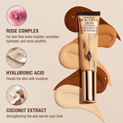 Charlotte Tilbury arm swatches demonstrating shade 3 neutral match and coverage