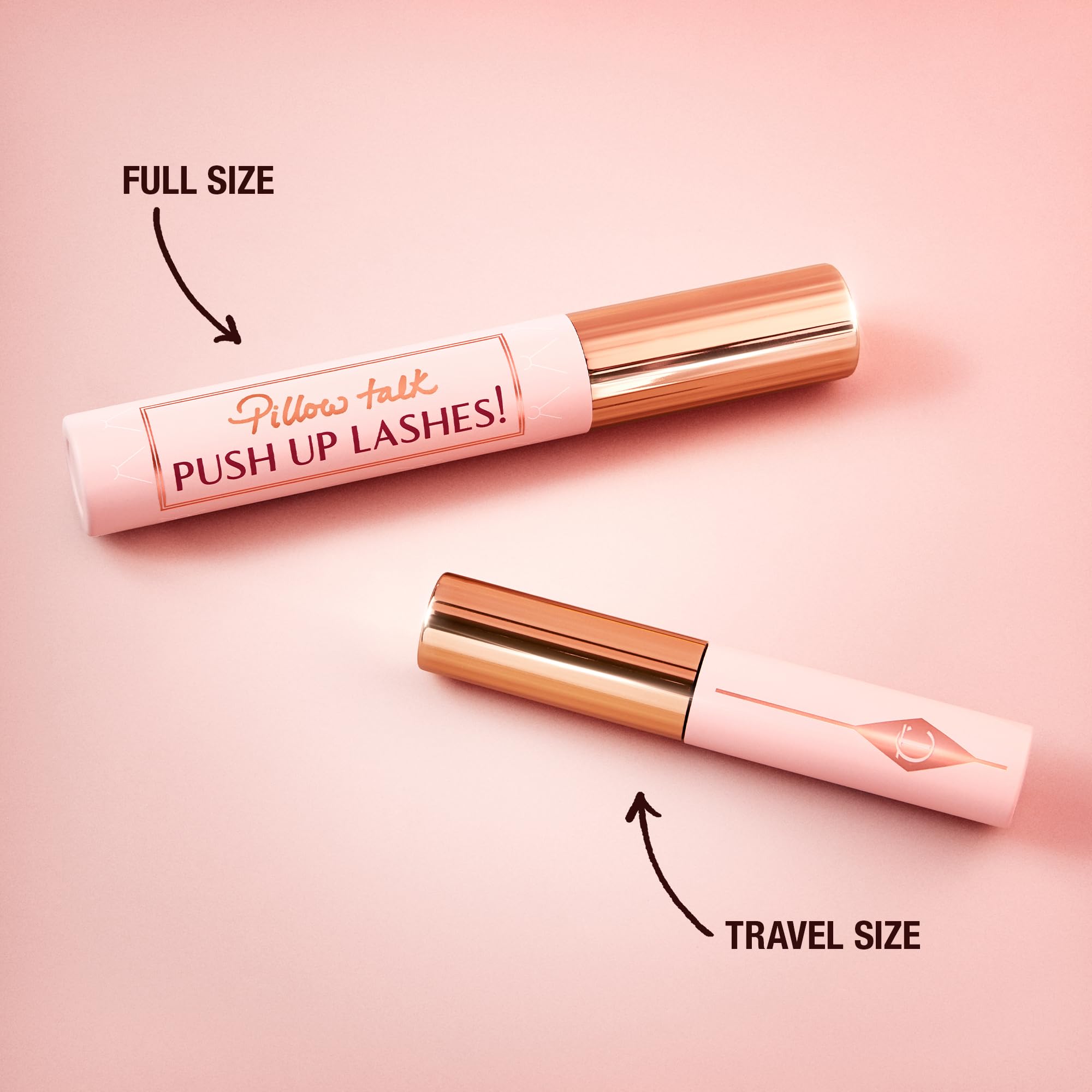 Charlotte Tilbury before and after lashes split image showing visible lift and amplified length