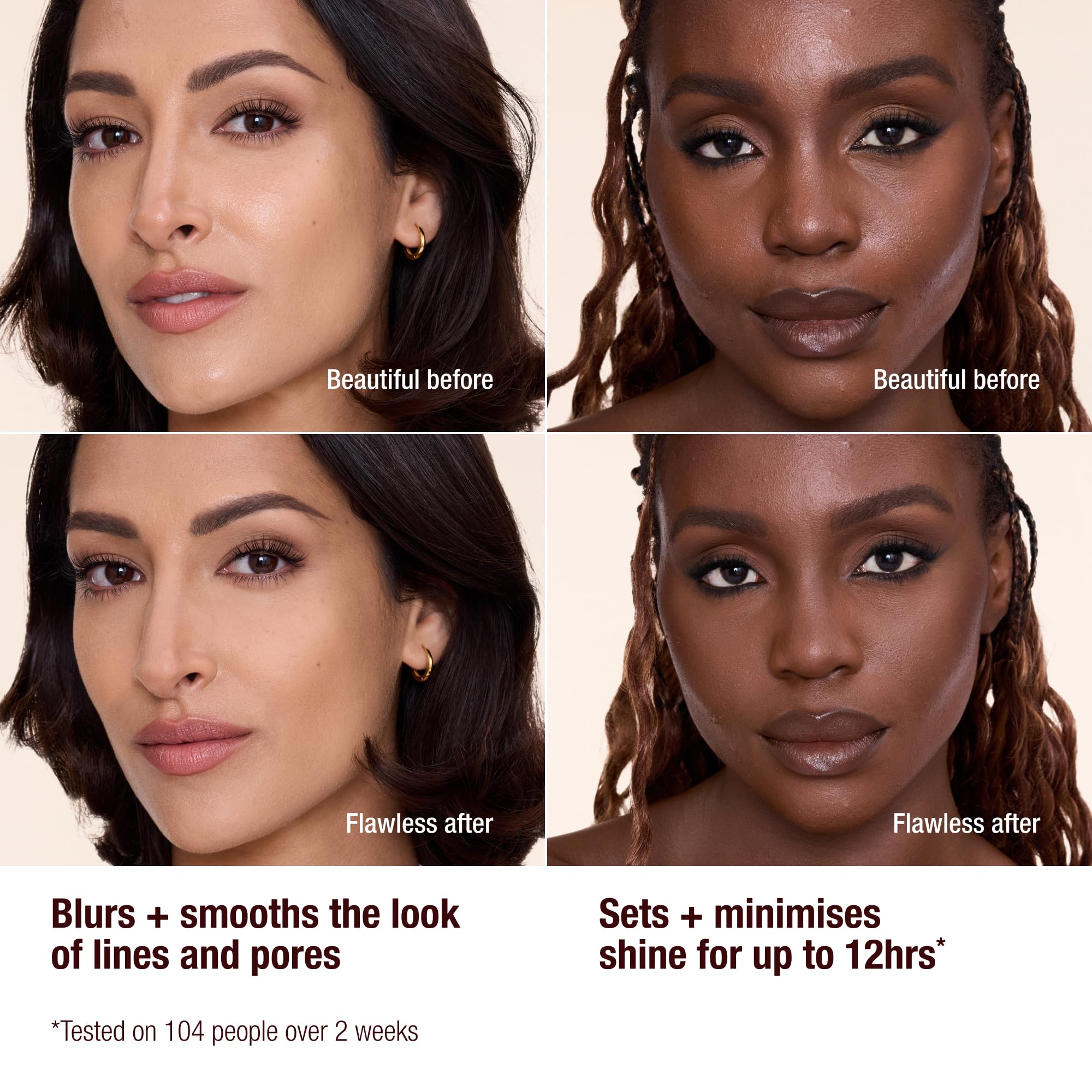 Charlotte Tilbury compact next to coin showing size and portability benefit