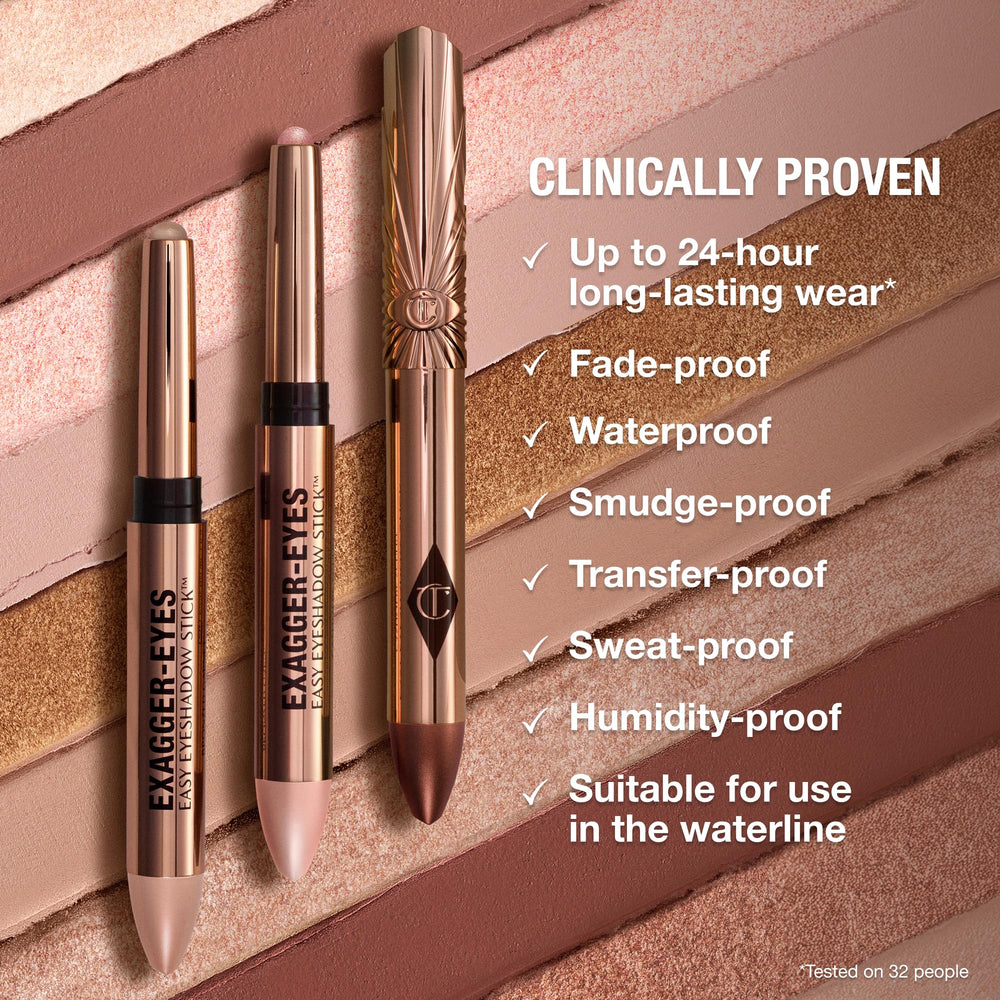 Charlotte Tilbury satin glow swatch adding luminous highlight to lids