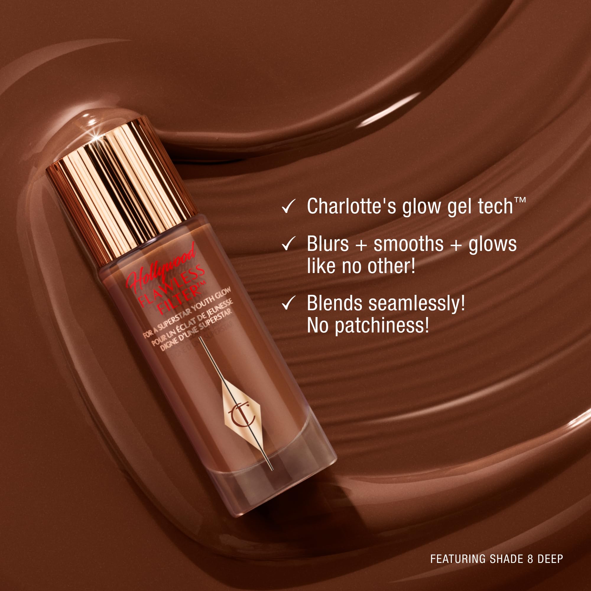 Charlotte Tilbury applied under foundation showing lit-from-within primer benefit