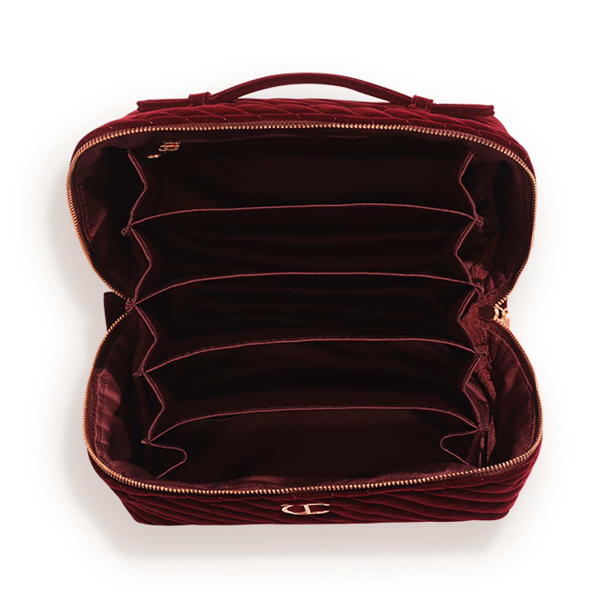 Charlotte Tilbury interior compartments detail showing organised storage for travel ease