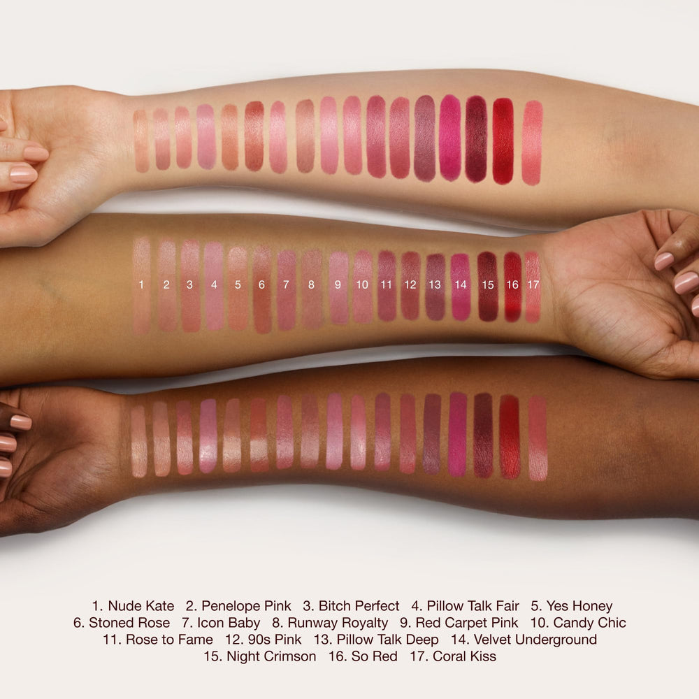 Charlotte Tilbury K.I.S.S.I.N.G in hand scale comparing size and portability for on-the-go touch-ups