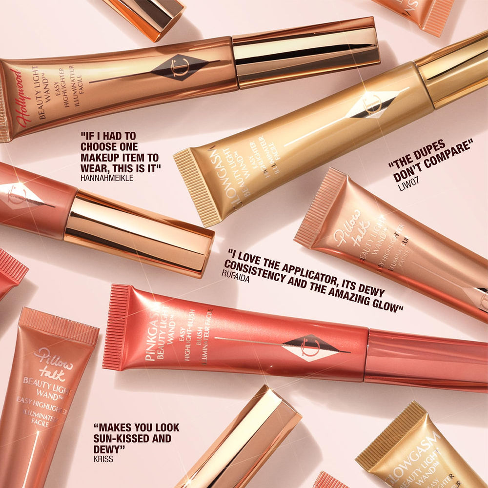 Charlotte Tilbury in a red carpet style setting portraying camera-ready luminous skin
