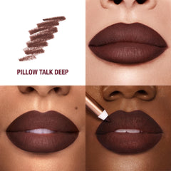 Charlotte Tilbury lip liner with cap removed displaying the ready-to-use tip benefit