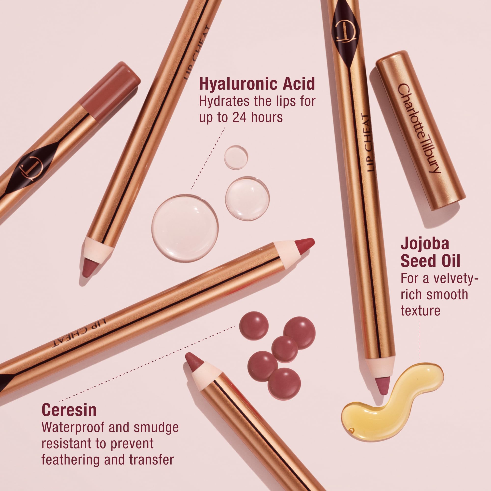 Charlotte Tilbury swatch on arm illustrating lasting color intensity and hydrating finish
