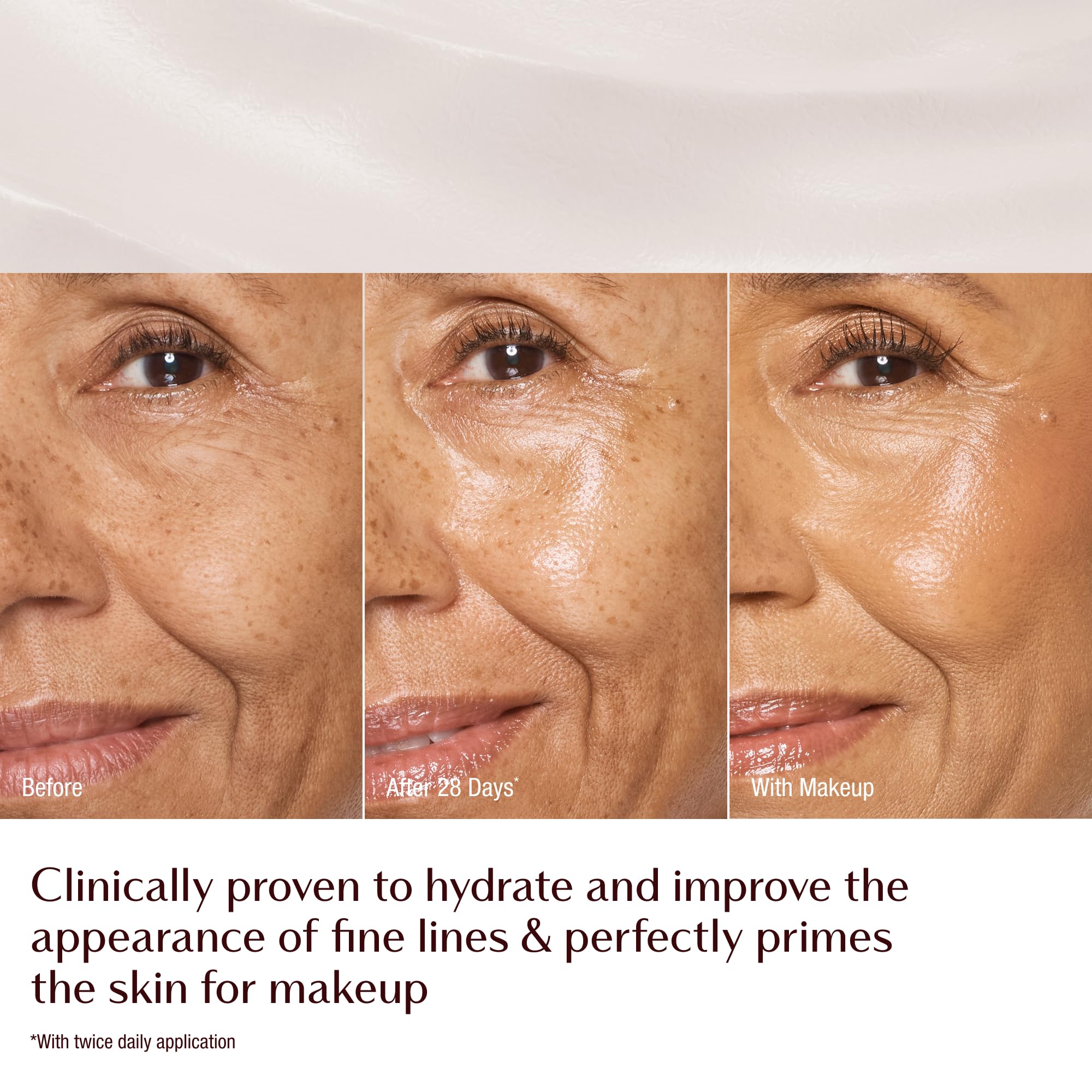 Charlotte Tilbury label close-up showing Recoverstem peptide mention and recovery benefit