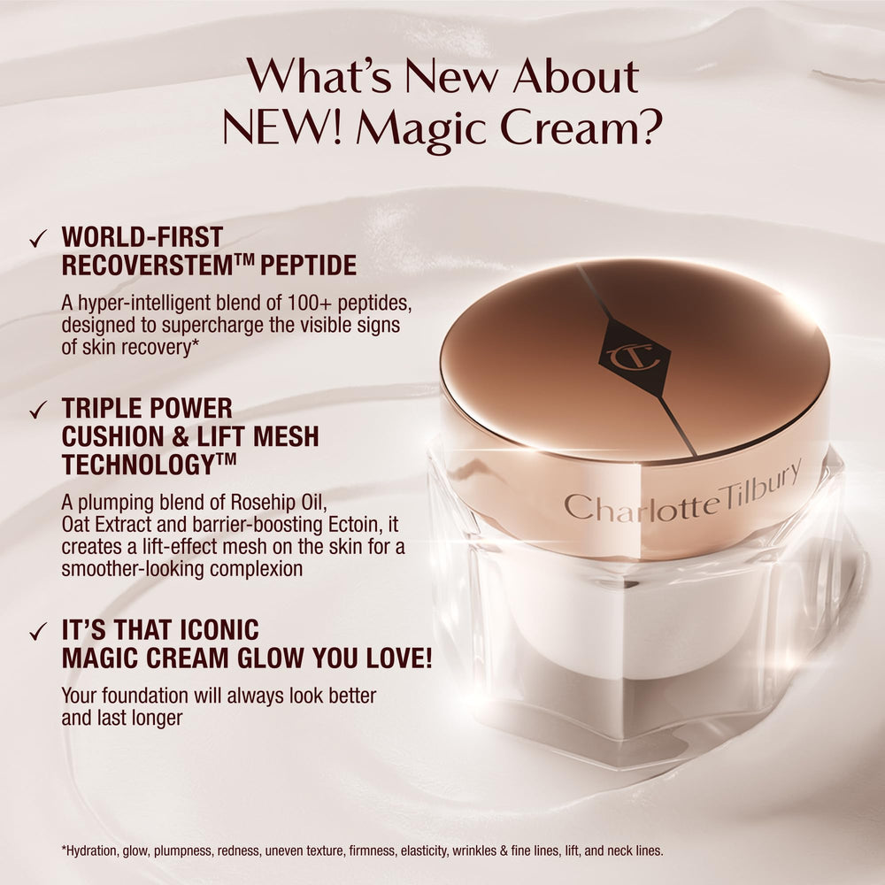 Charlotte Tilbury cream on fingers demonstrates spreadability and primer effect