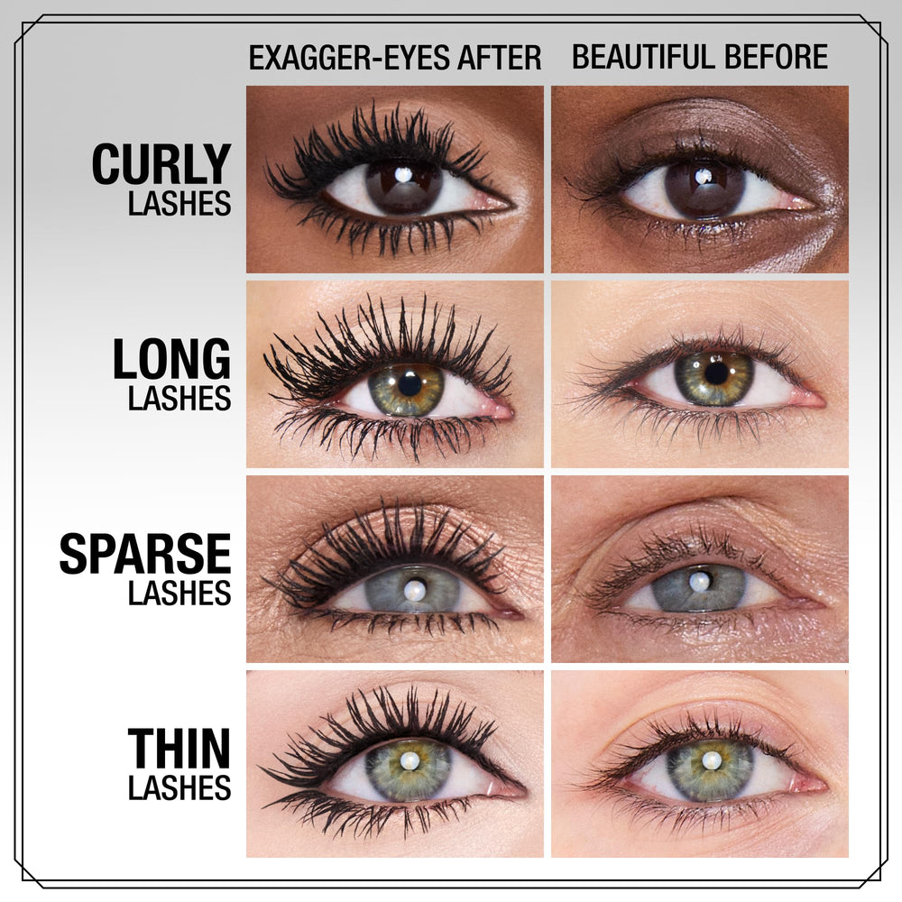 Charlotte Tilbury before and after lashes showing amplified volume and length