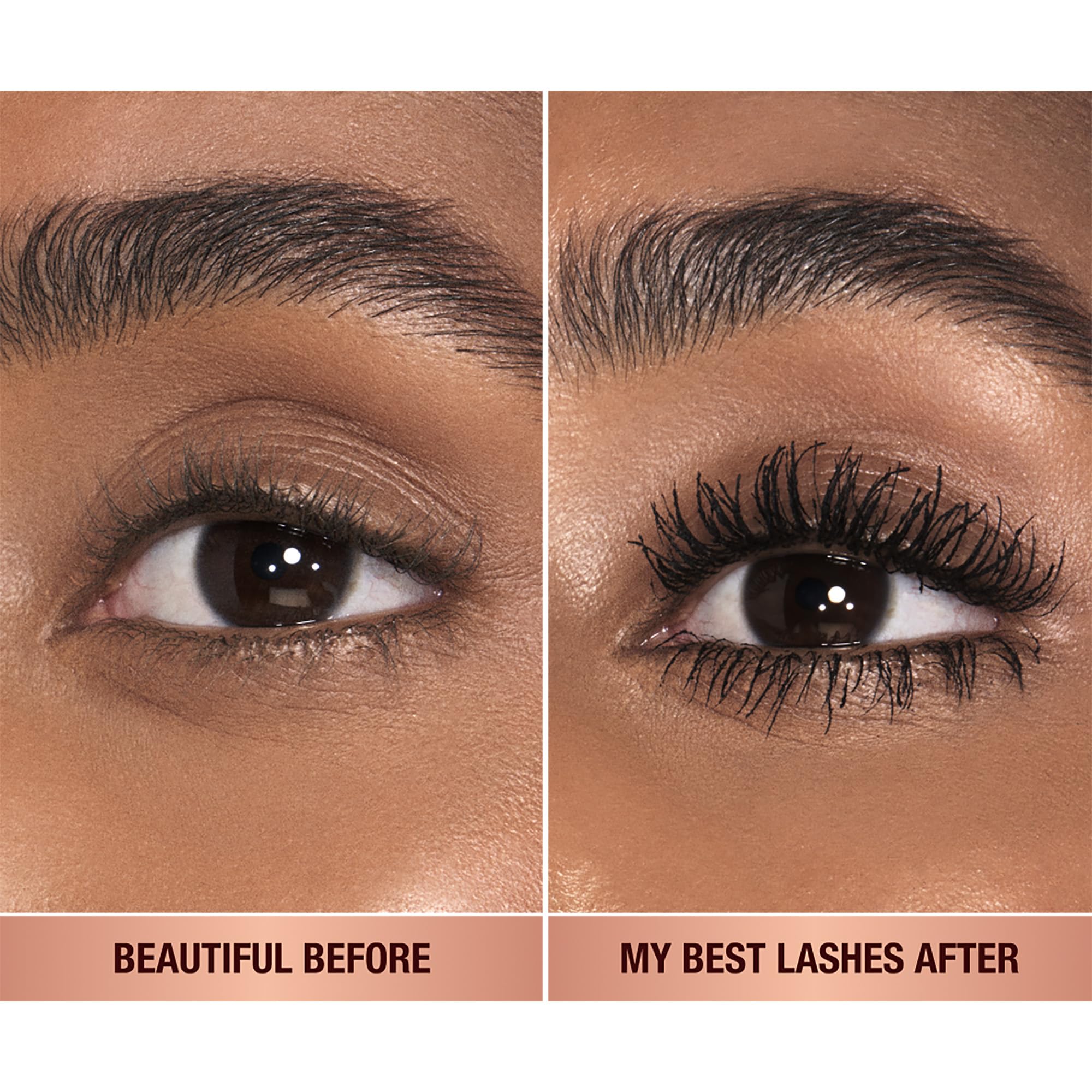 Charlotte Tilbury wand closeup with paddle brush delivering precise lengthening effect