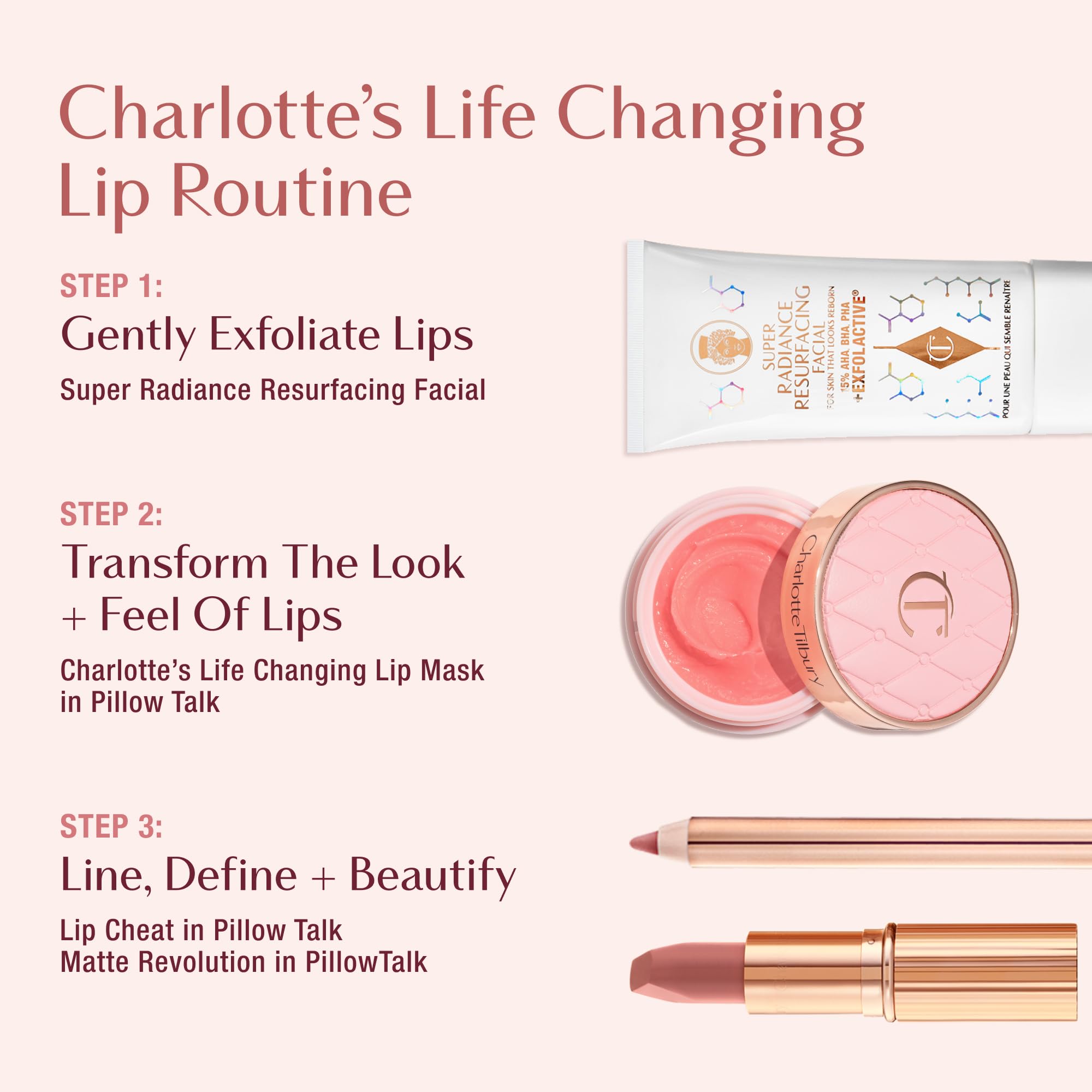 Charlotte Tilbury on a vanity styled lifestyle shot for elegant everyday use