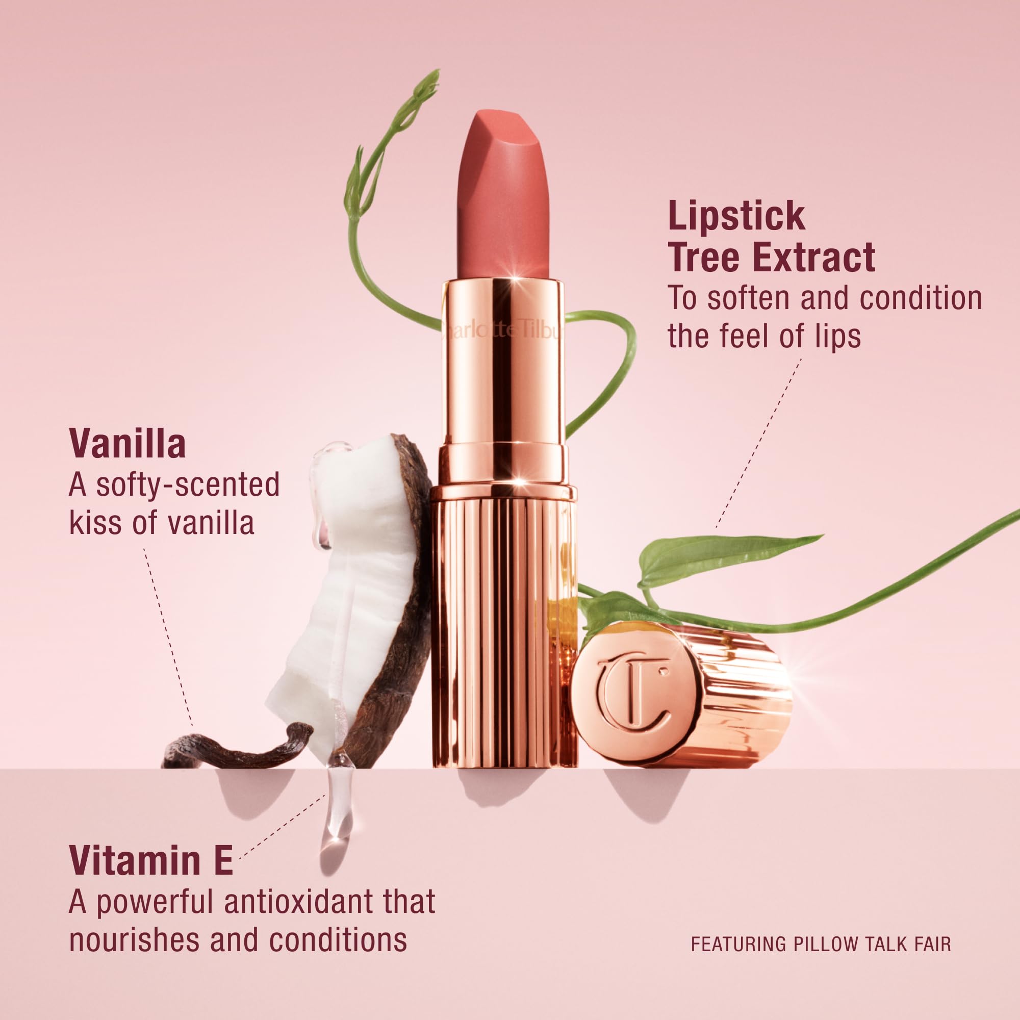Charlotte Tilbury swatch on arm demonstrating rich buildable pigment and finish