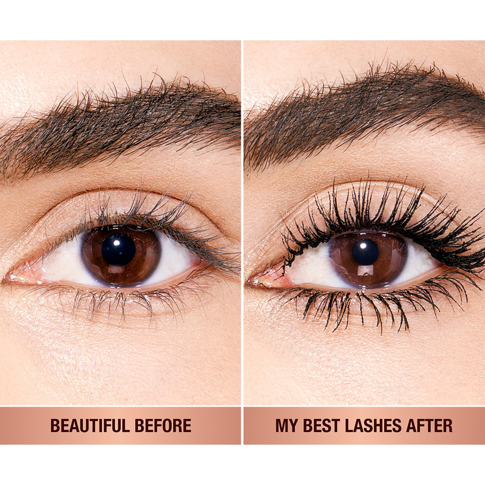 Charlotte Tilbury paddle brush angle demonstrating separation and buildable volume benefit