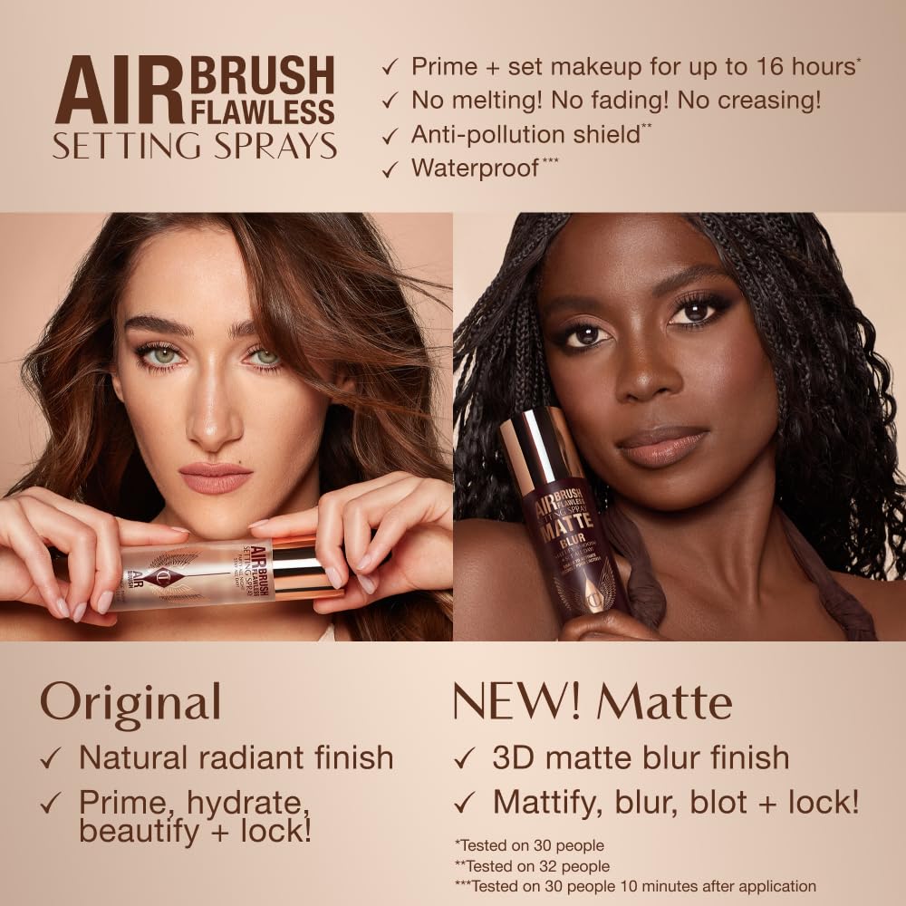 Charlotte Tilbury paired with foundation illustrating seamless makeup setting