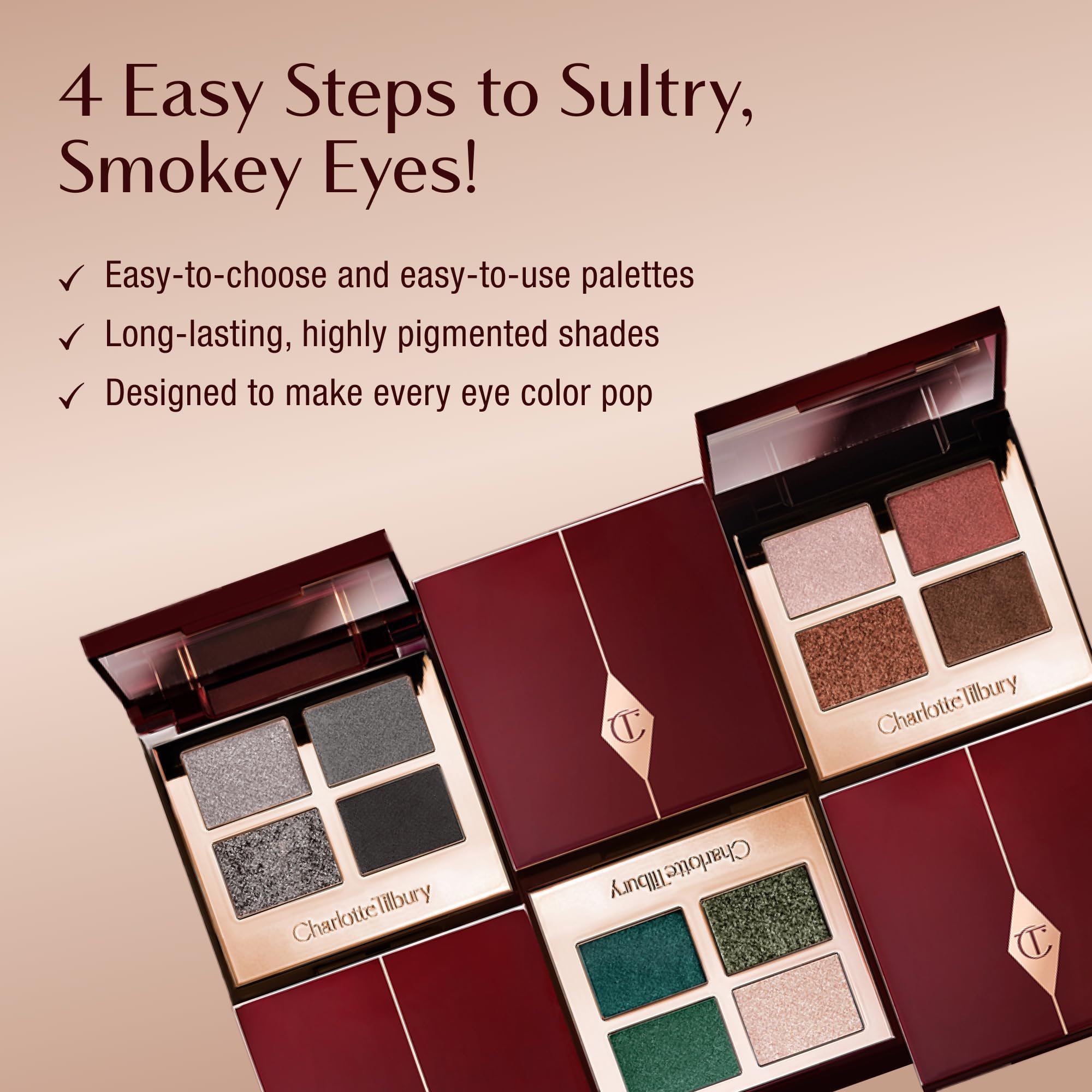 Charlotte Tilbury matte swatch on skin showing blendable soft-focus color buildability
