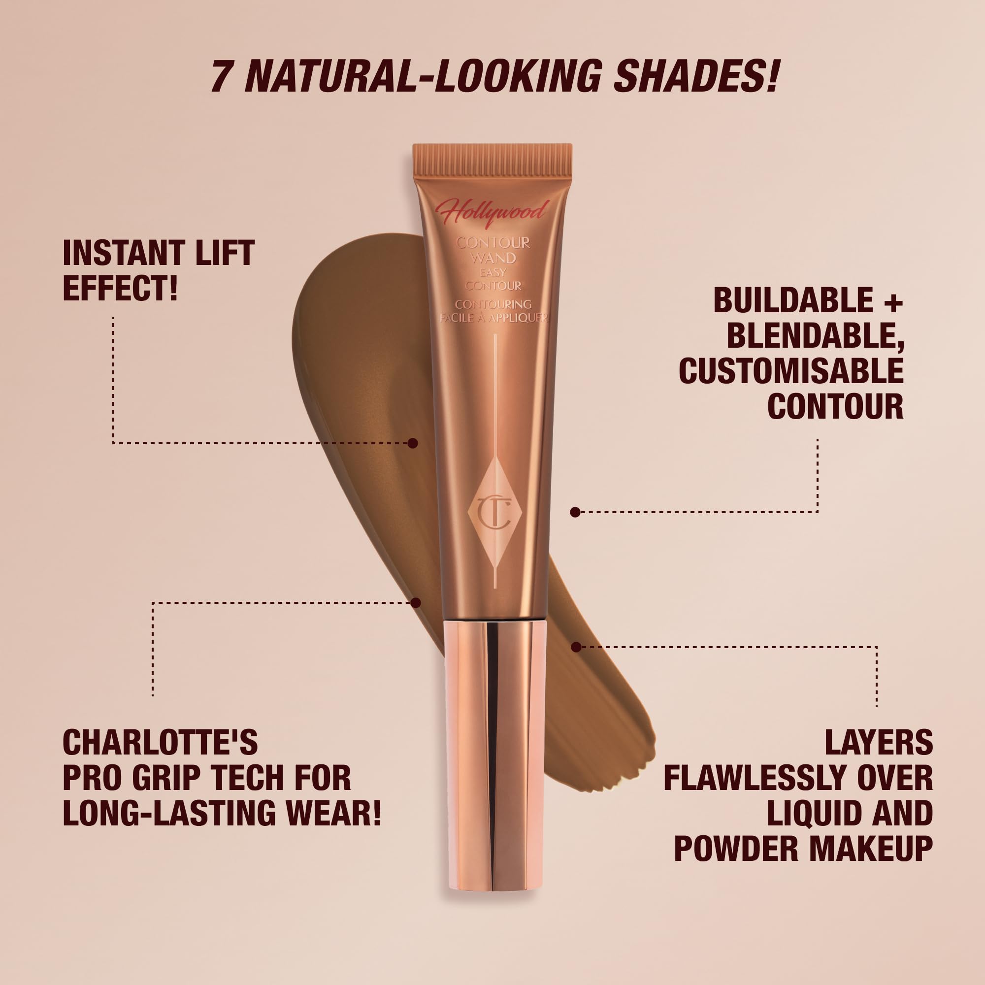 Charlotte Tilbury shade range lineup displaying options from fair to deep