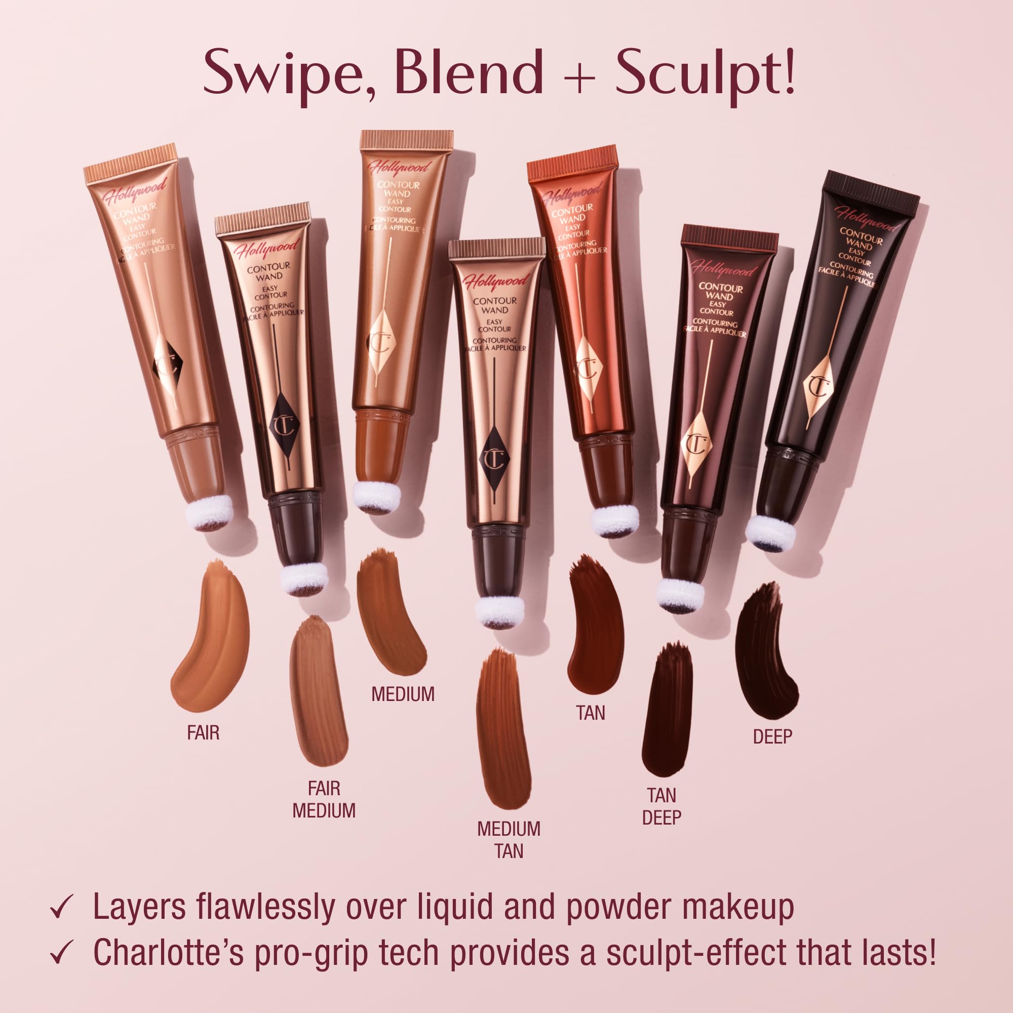 Charlotte Tilbury wand tucked inside a purse highlighting on-the-go touch-up benefit
