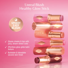 Charlotte Tilbury multiple swatches on skin showing buildable glow and color range