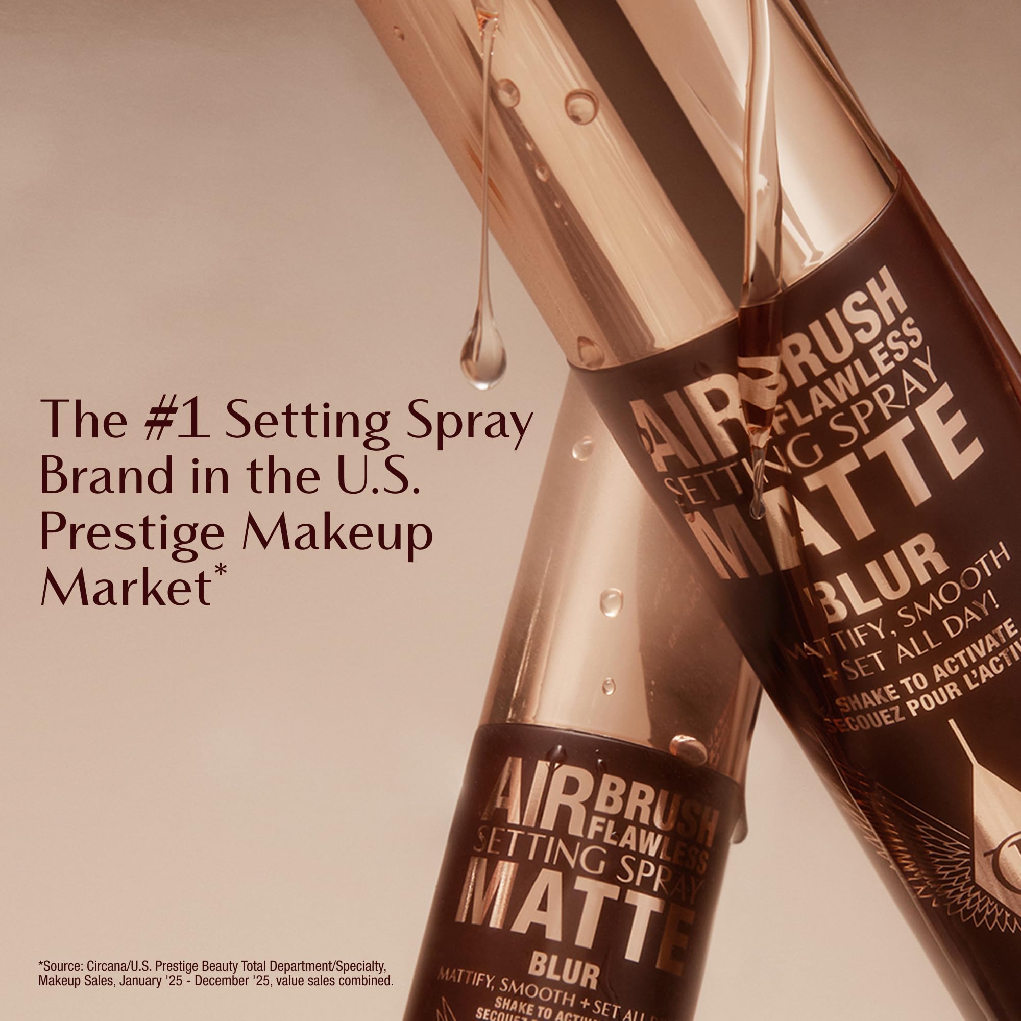 Charlotte Tilbury water droplets on makeup showing waterproofing and long-wear benefit