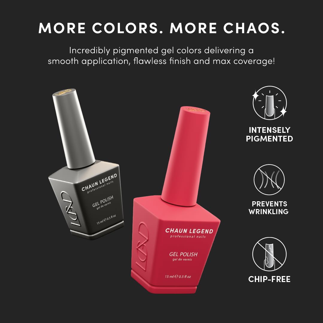 Chaun Legend cured nail closeup showing high-shine, chip-resistant finish benefit