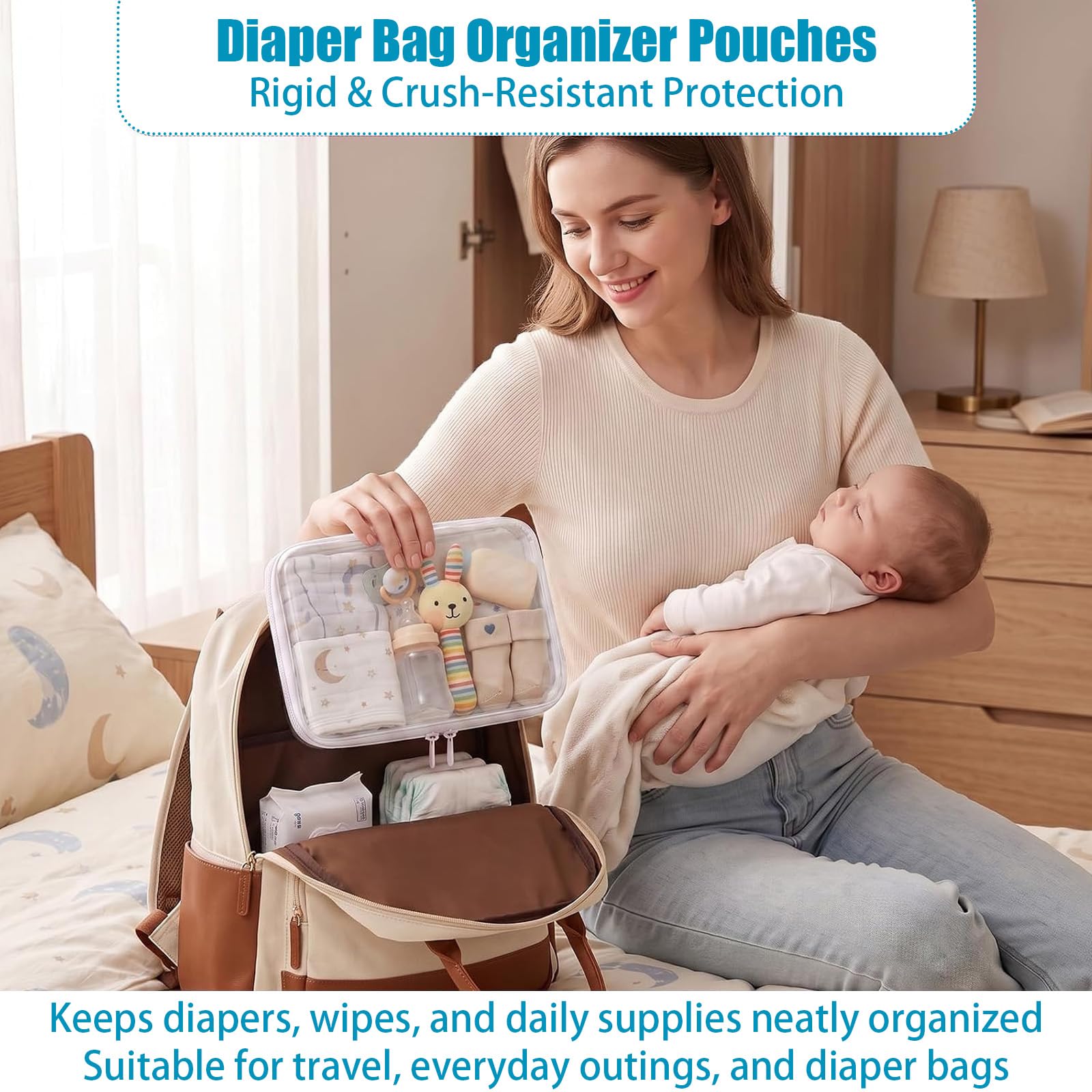 Cheery Land clear pouches neatly arranged in a drawer for home decluttering