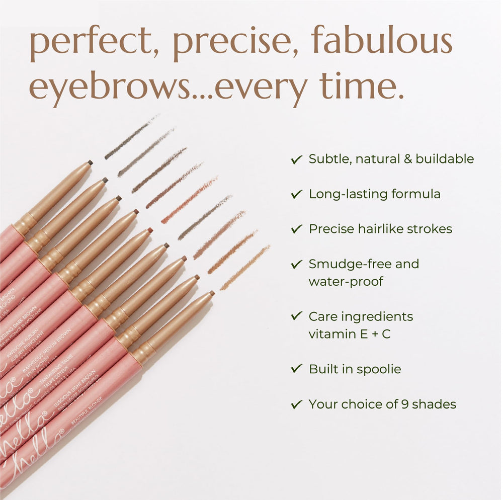Chella Blonde swatch on skin demonstrating buildable, natural-looking brow color