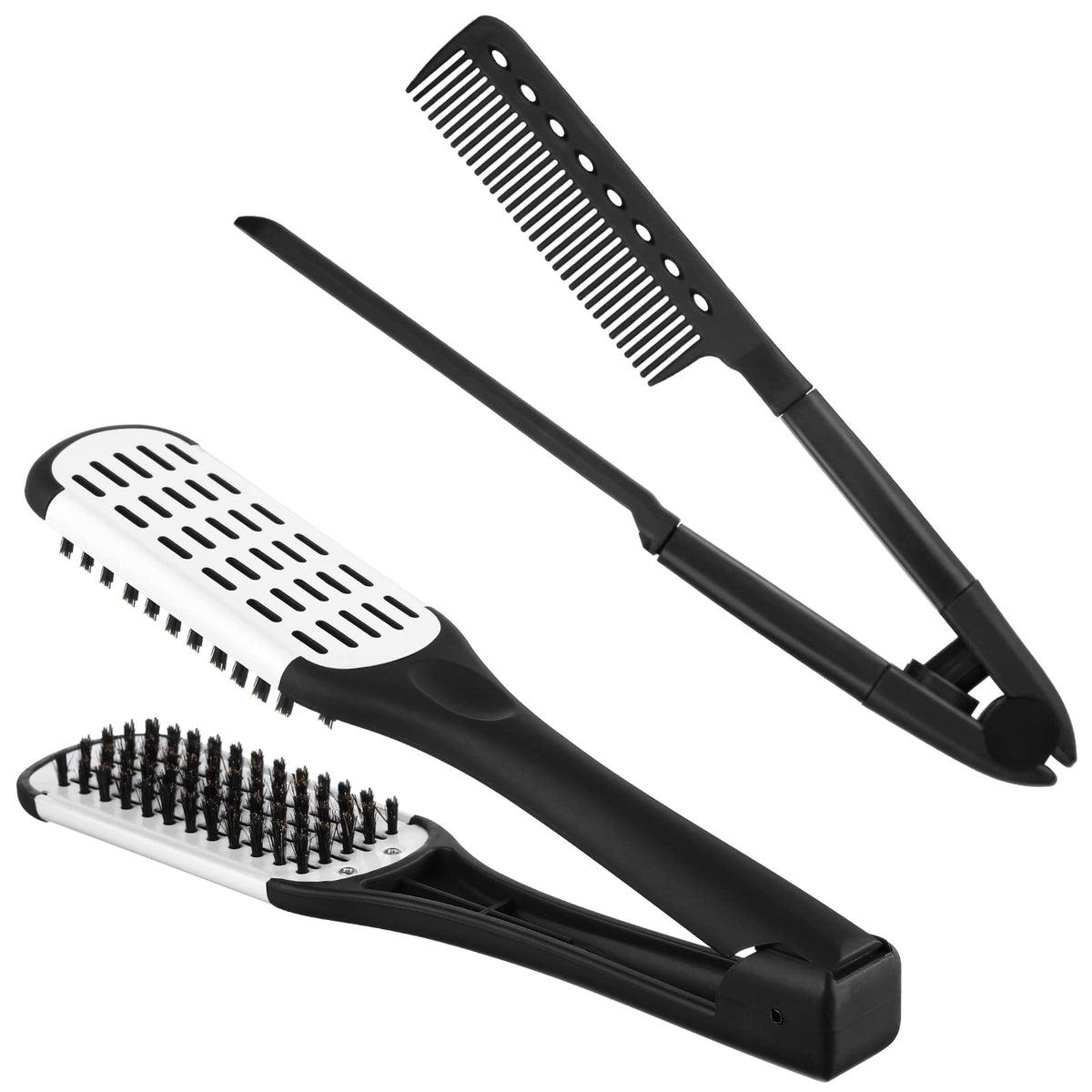 CHENGU double-sided clamp brush front view showing ergonomic hold and smoothing benefit