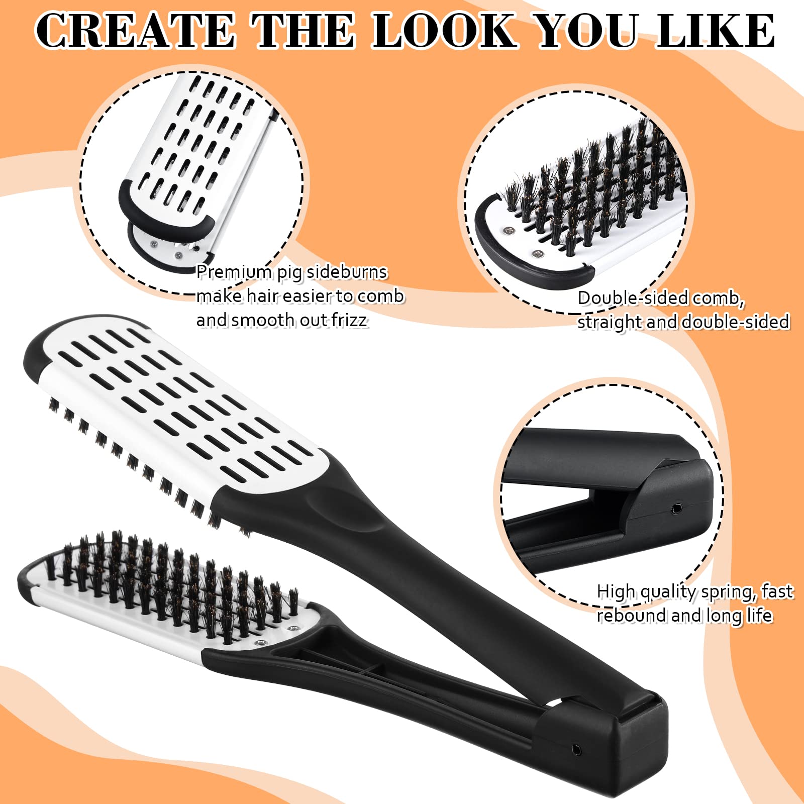 CHENGU V-shaped comb detail showing protective edge for safe flat-iron use