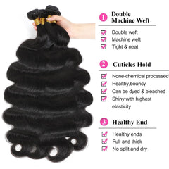 Chikamlty close-up of body wave texture highlighting smooth cuticles for easy styling