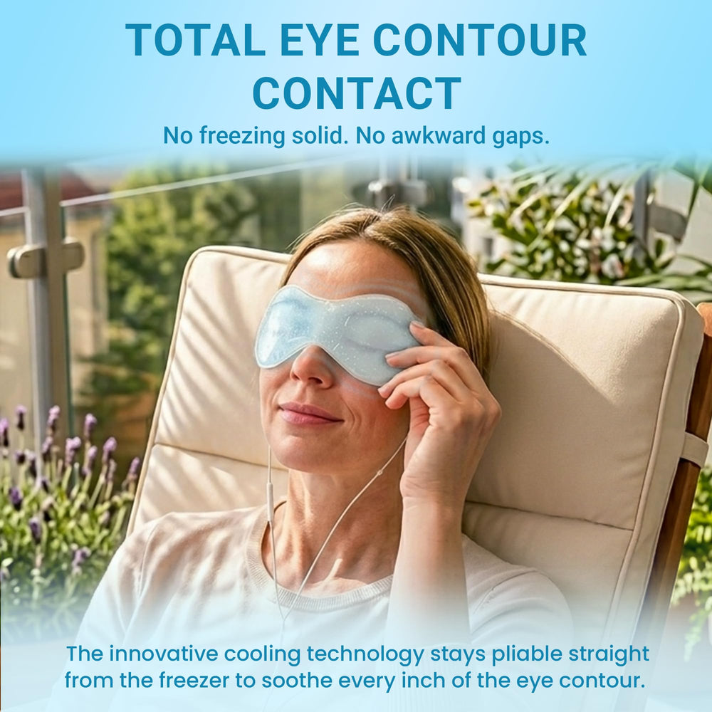 CHILLTHERAPY person wearing mask in a calm setting to show relaxing cold therapy