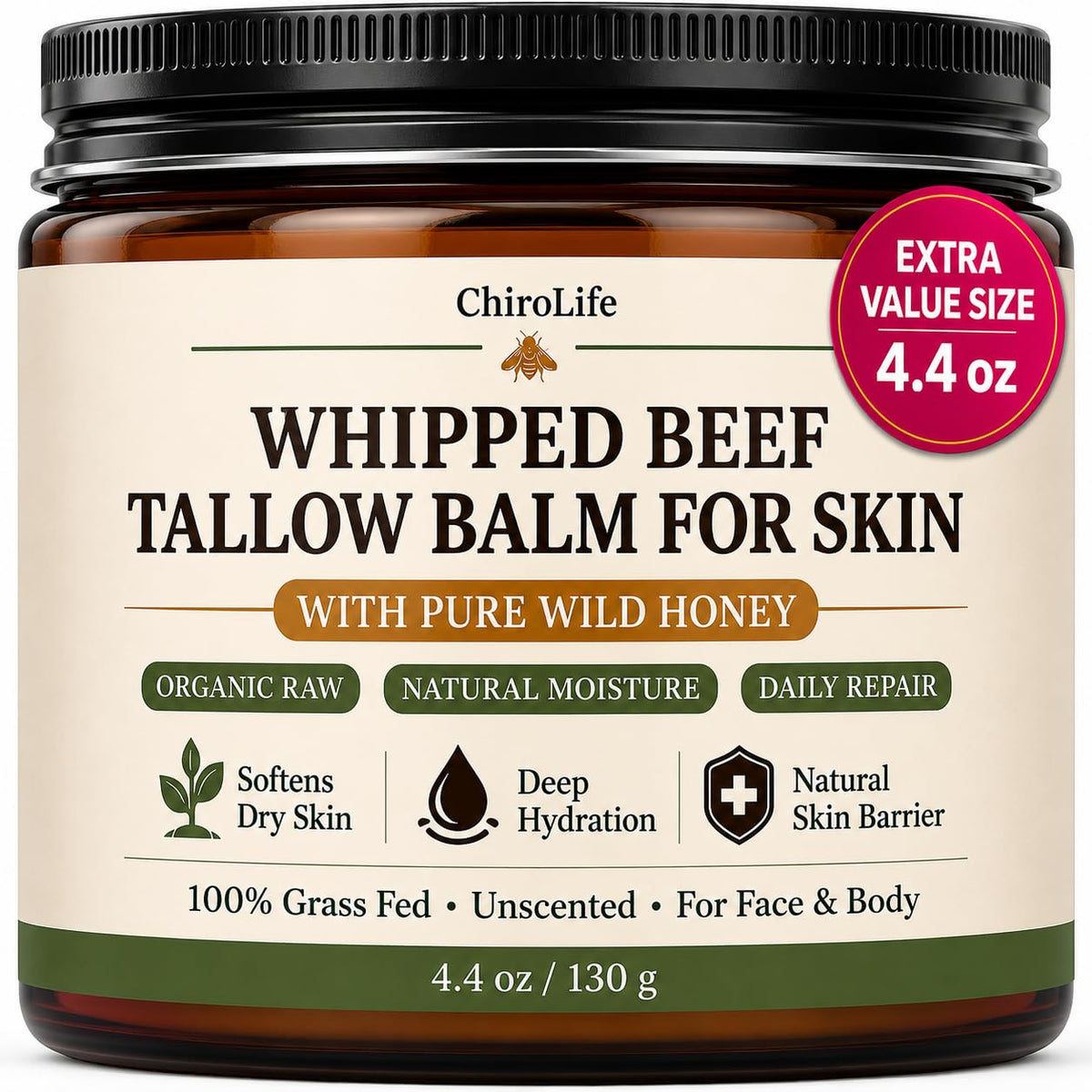 ChiroLife front jar showing product label and natural branding for clarity