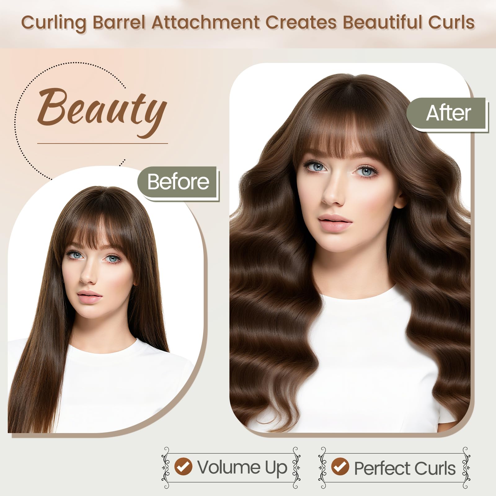 Chivixe barrel next to ruler showing 1.6in size for shoulder-length and longer hair benefit