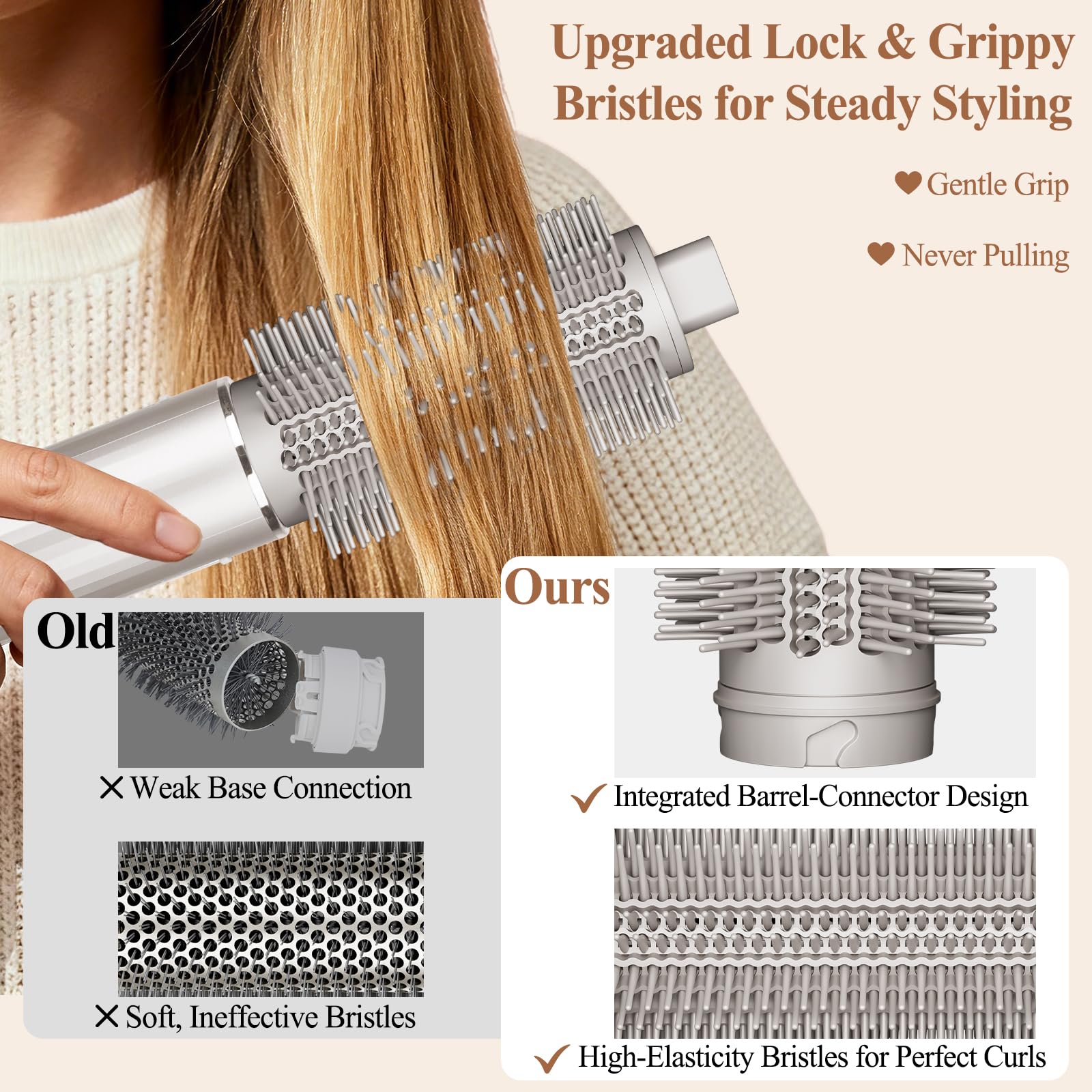 Chivixe detailed bristle pattern showing secure grip for controlled styling