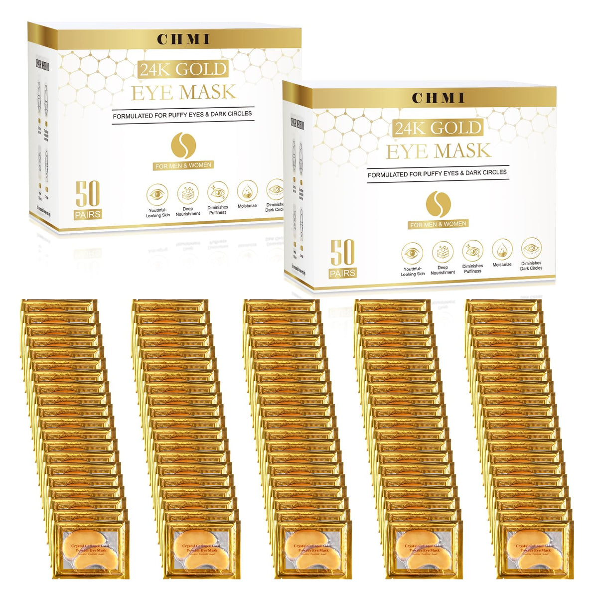 CHMI front packaging showing 100 pairs and benefits for travel-ready supply