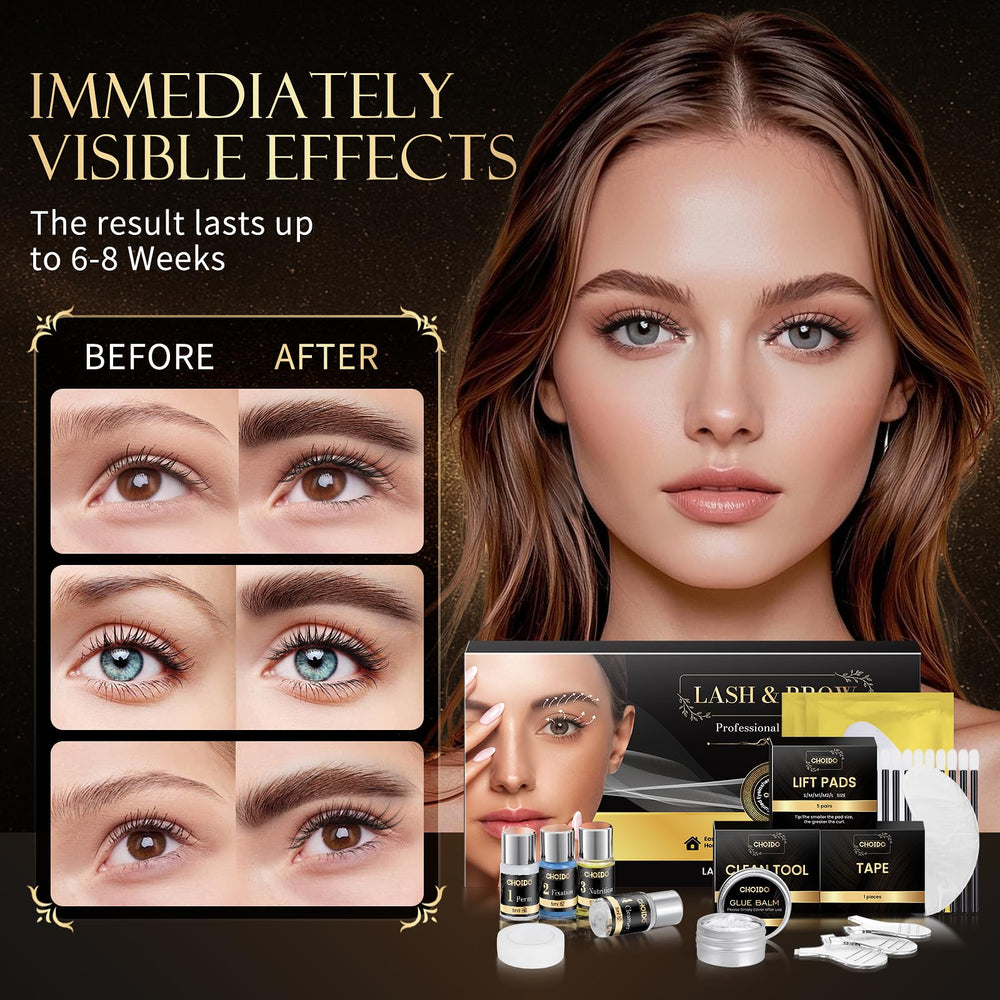 choido kit contents flatlay with tools and solutions for easy salon results