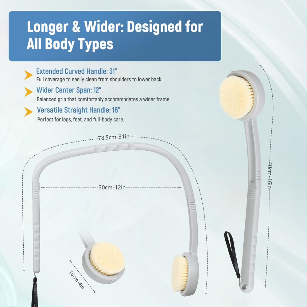 Chonario in-shower use by user demonstrating easy reach and comfort