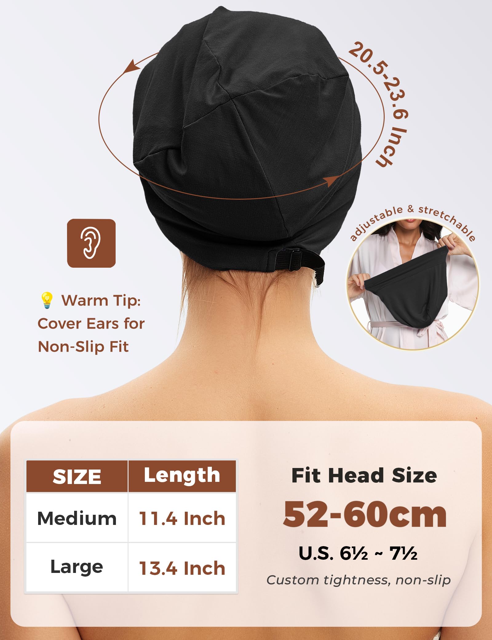choshion worn by model in slouchy style preserving curls and reducing morning tangles