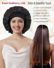 choshion woman wearing bonnet in bedroom demonstrating overnight protection