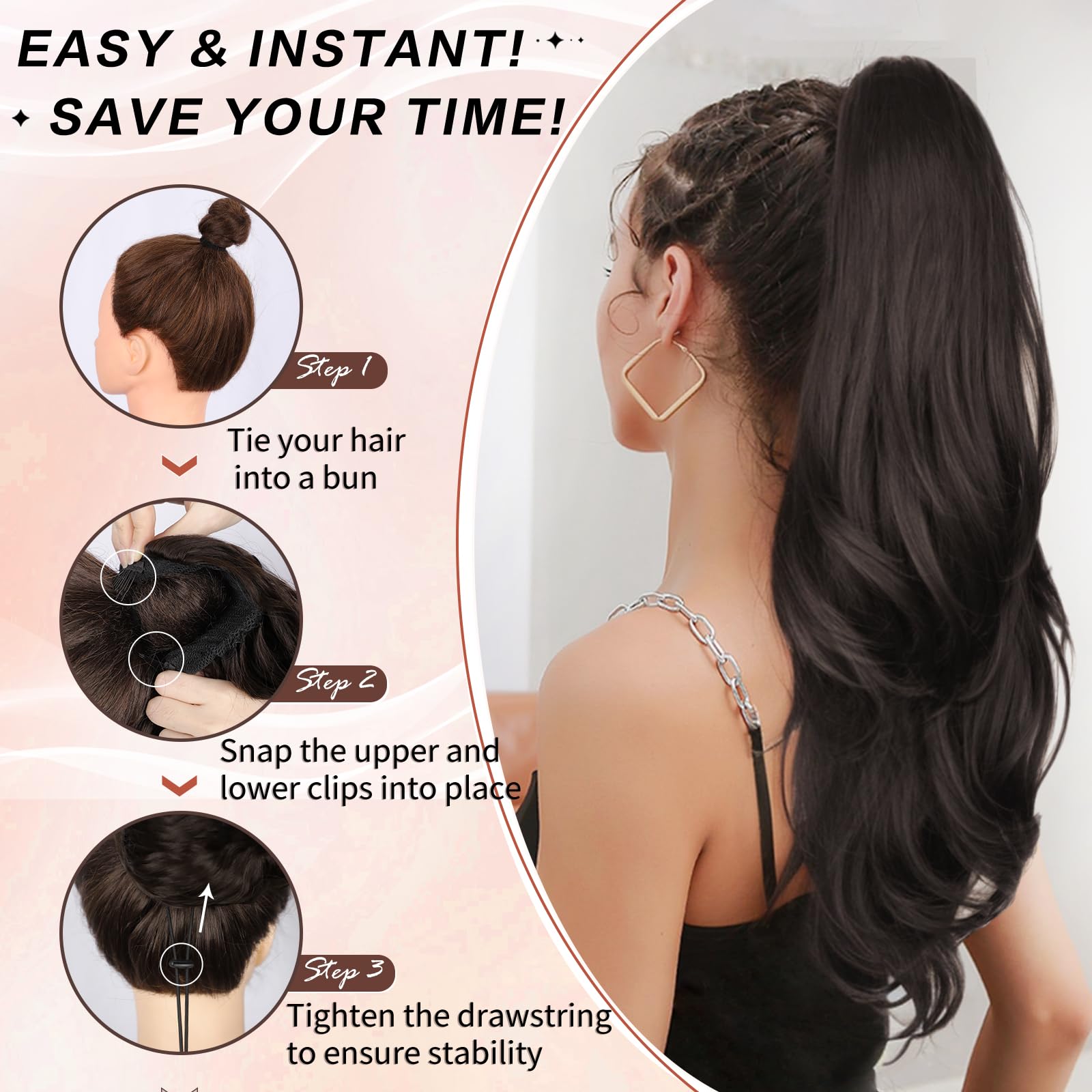 CHRSHN styled ponytail on woman for wedding or night-out elegance
