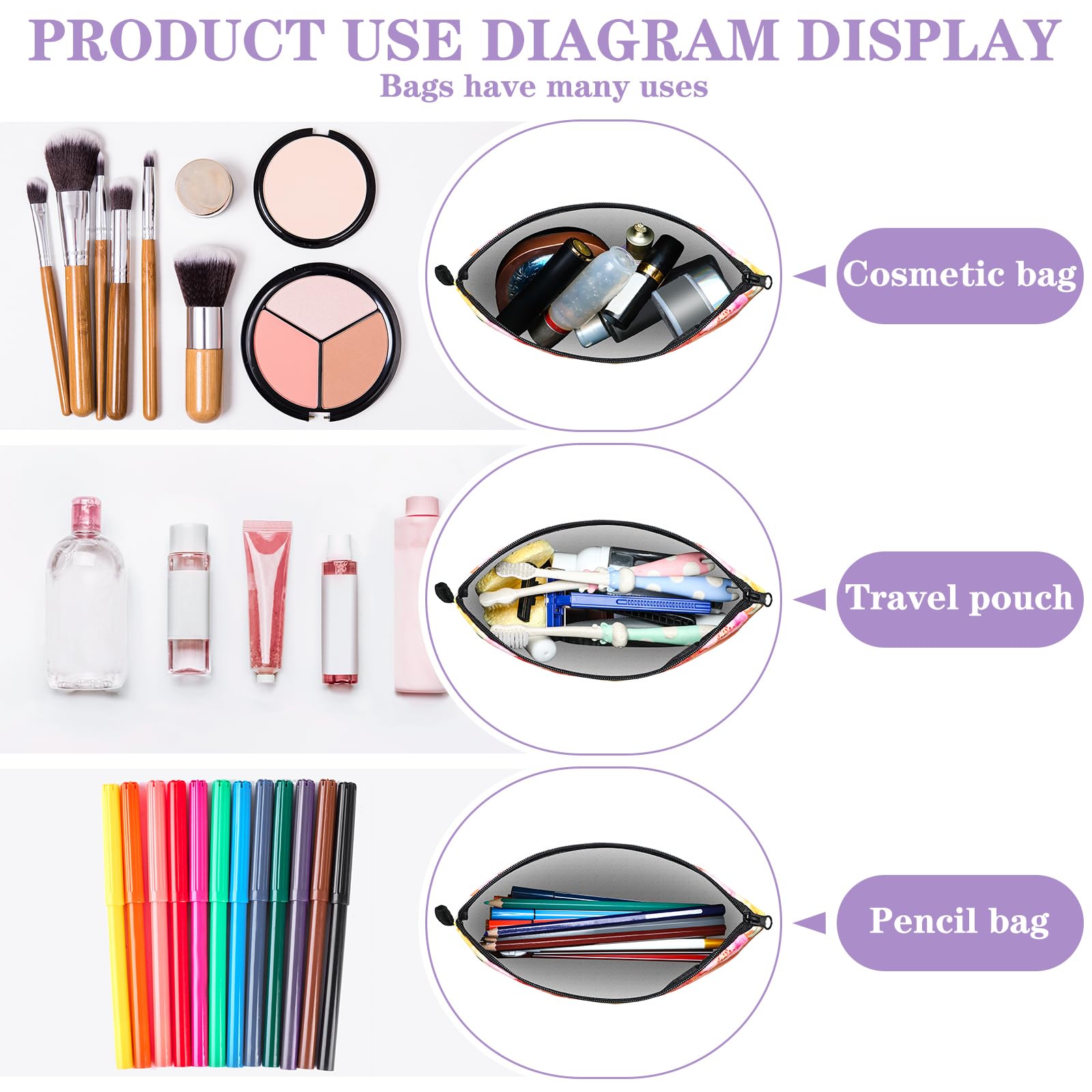 Chunful open pouch with cosmetics showing organized storage convenience