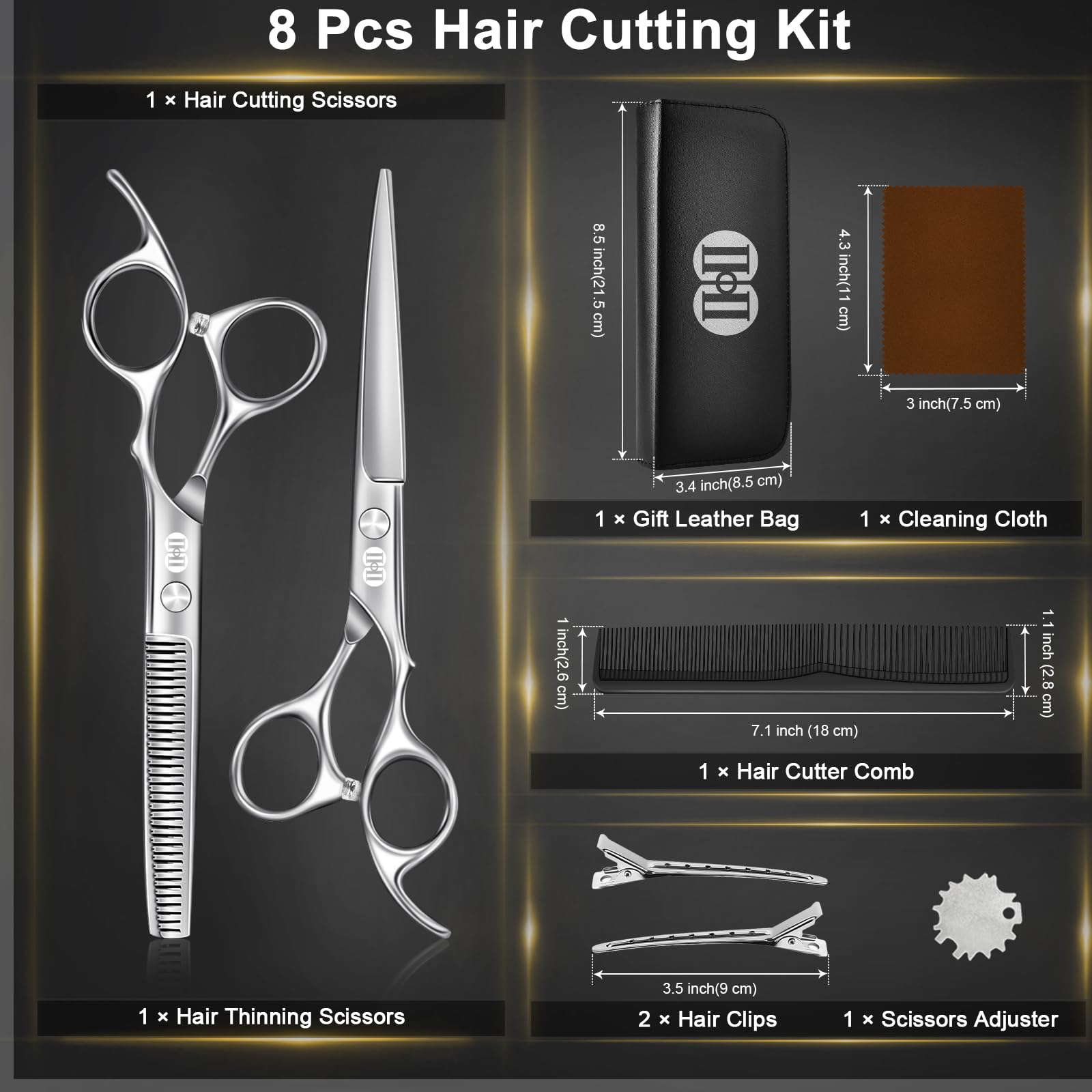 CIICII accessories laid out including comb clips cloth and adjuster