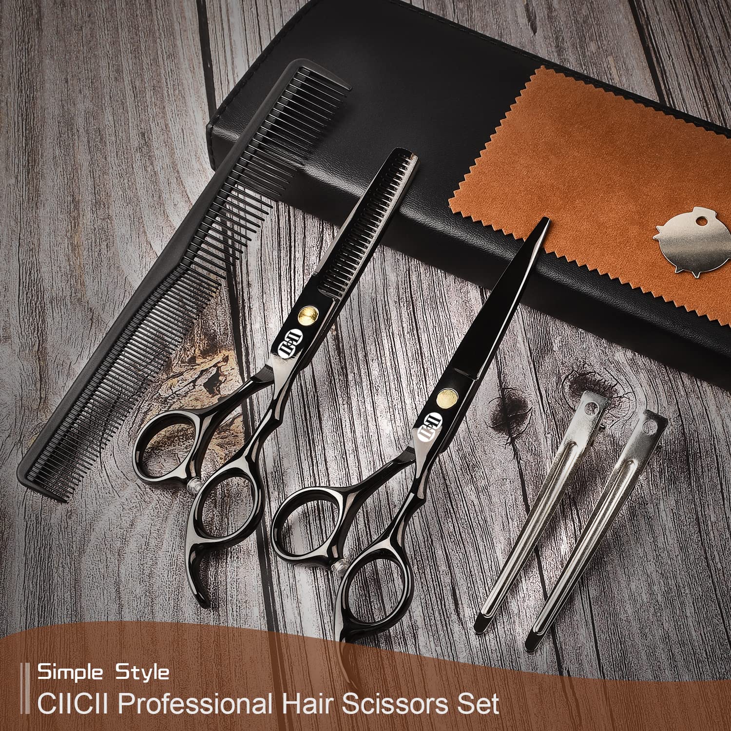 CIICII full kit layout accessories including comb clips cloth and adjuster for readiness
