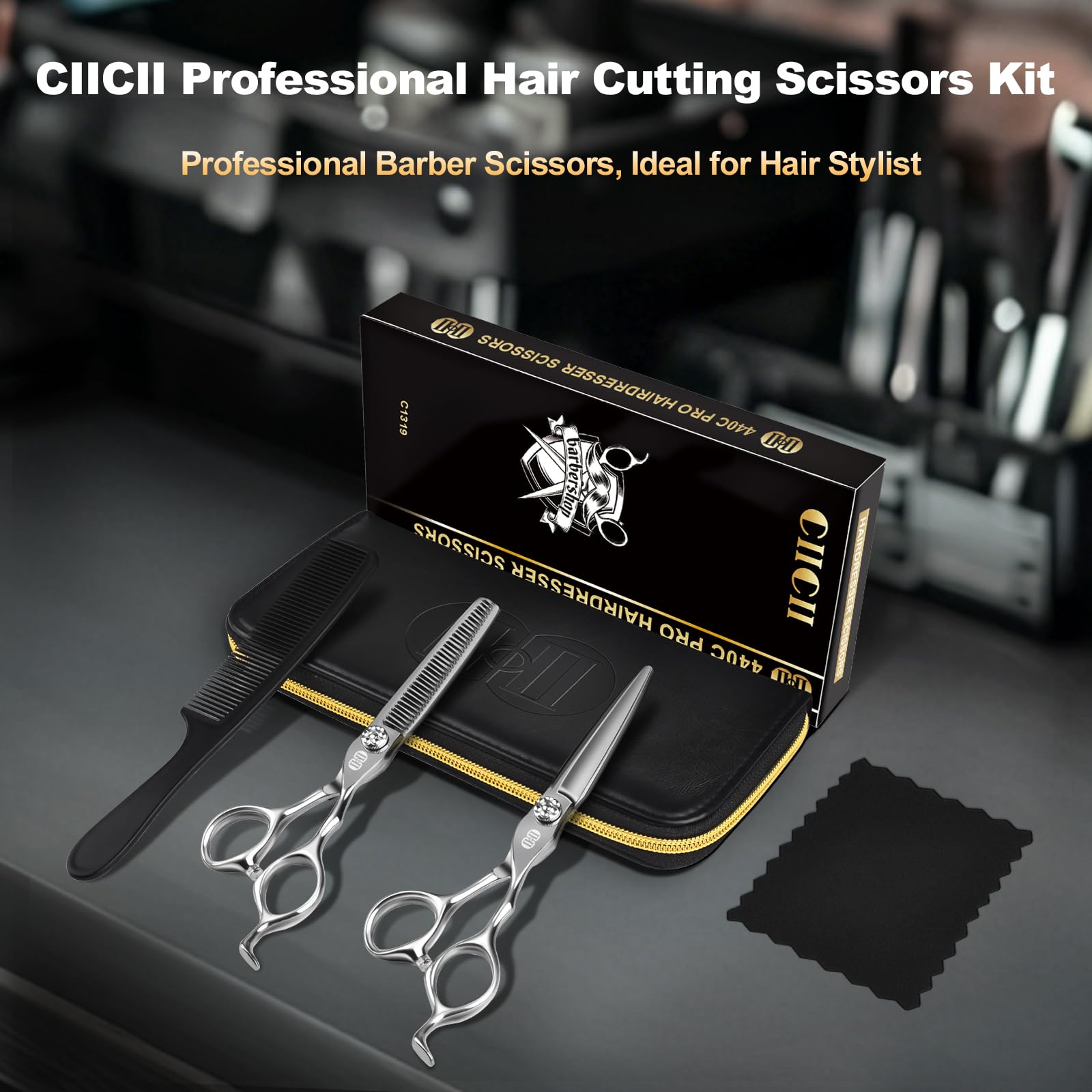 CIICII scale comparison with hand holding scissors illustrating true 6.7 inch size